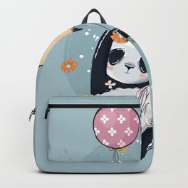 Little Panda with Balloons Illustration Backpack