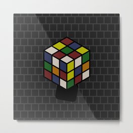 Unorthodox Mix: Rubik's Cube Metal Print | Graphicdesign, White, 3D, Cube, Perspective, Colorful, 2D, Yellow, Geometric, Graphic 