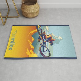 Retro Mountain Bike Poster/ Illustration / fine art print MY AIR MILES Rug