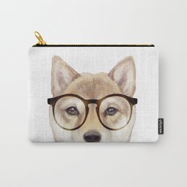 Shiba inu with glasses Dog illustration original painting print Carry-All Pouch