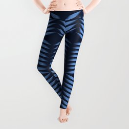 Indigo blue geometric hand drawn tie dye shibori pattern. Leggings