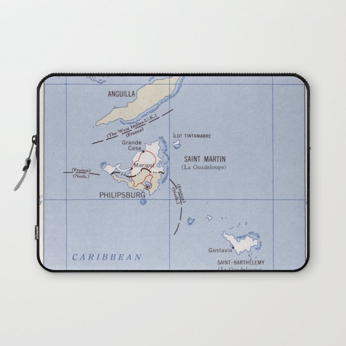 Old St Martin Anguilla St Barts Island Map 1960 Caribbean Isles Vintage Chart Laptop Sleeve By Bravuramedia Society6