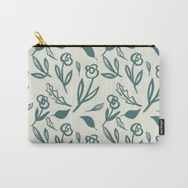 Artistic painted simple simple one colour flowers pattern Carry-All Pouch | Artisticflowers, Simplepattern, Illustration, Oil, Retro, Womandesign, Acrylic, Blueflowers, Floral, Pop Art 