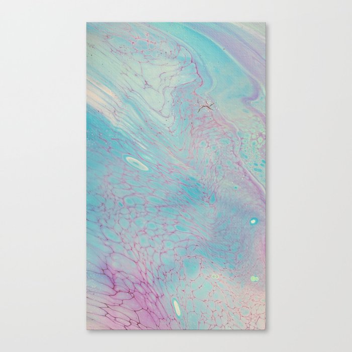 Fluid Art Acrylic Painting, Pour 23, Pastel Blue & Purple Blended Color  Canvas Print by pipafineart | Society6