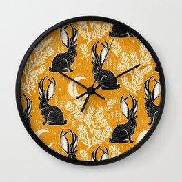 Jackalope - marigold and black  Wall Clock