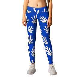 Henry Matisse Inspired Seaweed Pattern Blue Leggings | Seaweed, Ocean, Tropical, Matisse, Leaves, Boho, Coral, Midcenturymodern, Natural, Beach 