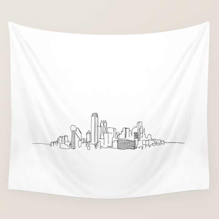 Dallas Skyline Drawing Wall Tapestry By Emilydesantis Society6