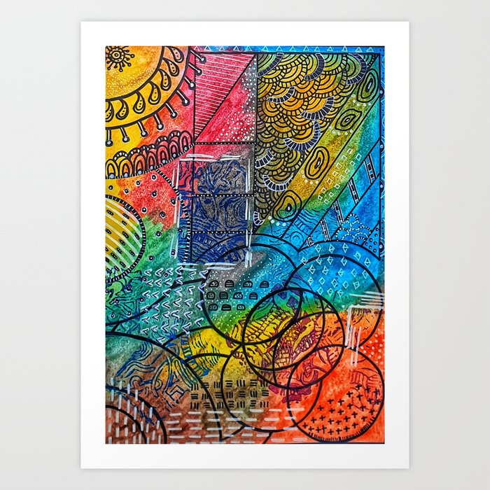 Geometric Pattern Abstract Painting Rainbow Colours Modern Art Digital Print Art Print By Maryamartstudio Society6