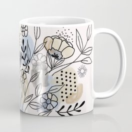 Contemporary Loose Floral Arrangement in a Blue Vase Coffee Mug