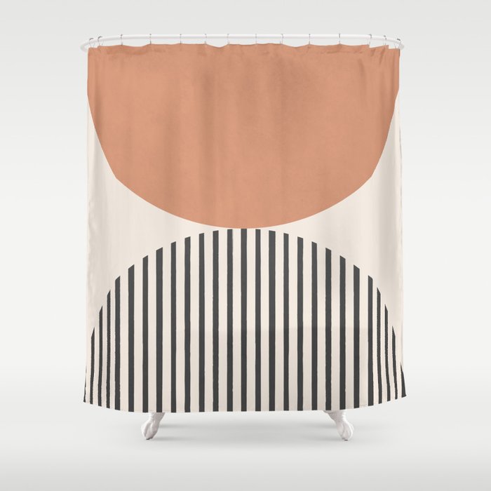 Semicircle Stripes Terracotta Shower Curtain by MoonlightPrint Society6
