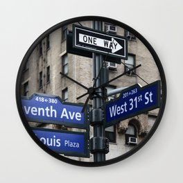 New York City Street Names Wall Clock