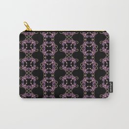 Purple square flowers on black Carry-All Pouch