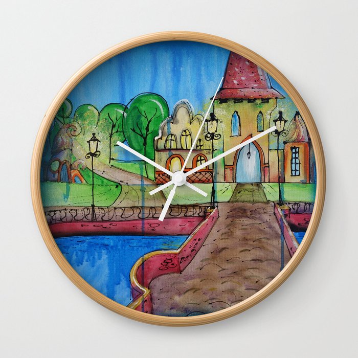 Landscape Painting Fairy Town Acrylic S14 Contemporary Nursery Cityscape Art For Baby Children Kids Wall Clock By Ksaveraart Society6 Pour painting is something we've never tried before and believe me it's lots. society6