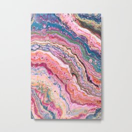 Pink And Gold Galaxy Pour Metal Print
