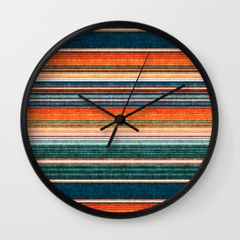 serape southwest stripe - orange & dark teal Wall Clock