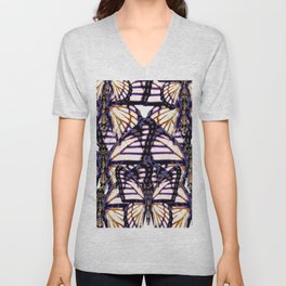 B&W  CONTEMPORARY MONARCH BUTTERFLY ABSTRACT V Neck T Shirt