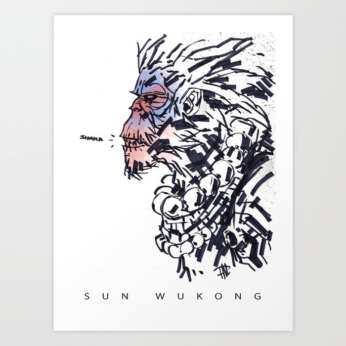 Sun Wukong The Monkey King Art Print By Paul Lucido Society6 Sun Wukong The Monkey King Art Print By Paul Lucido Society6