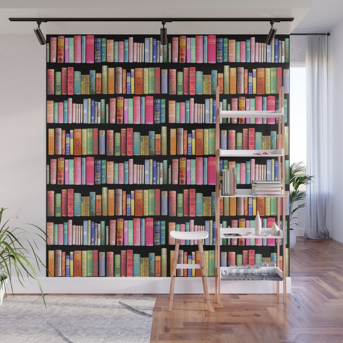 vintage book library for bibliophile wall mural by magentarose