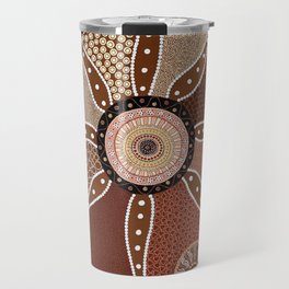 Dot Art Circles Shades of brown Aboriginal Australian Travel Mug