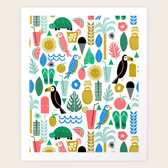 Tropical Vacation Island print pattern fun beach surf sand fun gift for trendy dorm room bright  by charlottewinter