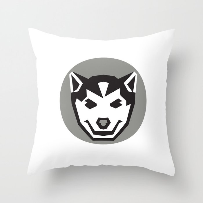 Baby Wolf Cub Head Circle Retro Throw Pillow By Patrimonio Society6