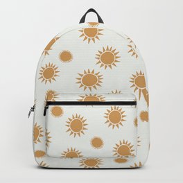 Golden Sun - sunshine, happy, yellow art, happy art, sunshine art, sun pattern, gold, linocut, Backpack