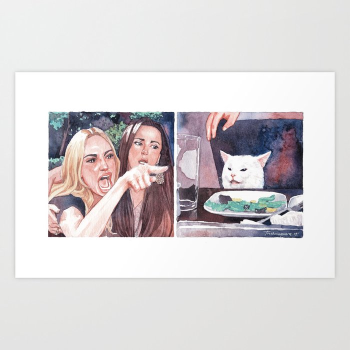 Woman Yelling At Cat Art Print By Trishnagaara Society6