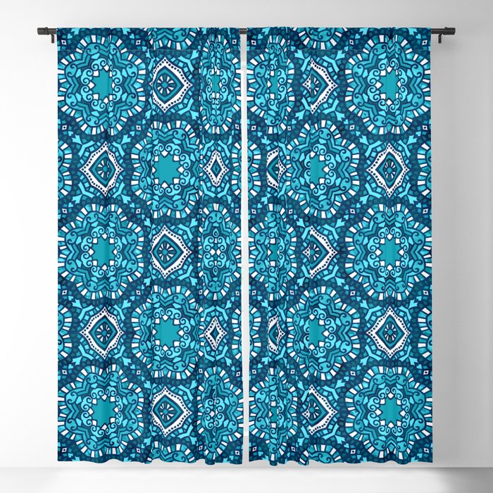 Moroccan Tile Pattern Turquoise, Moroccan Tile Curtains