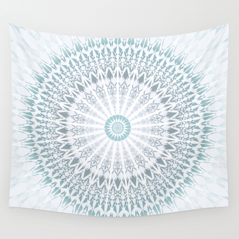 Teal Aqua Mandala Wall Tapestry by ninabaydur