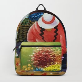 La Paz Altiplano Plateau Flower Sellers floral painting Backpack