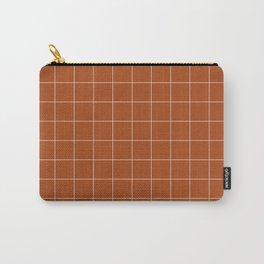 Windowpane Check Grid (white/burnt orange) Carry-All Pouch