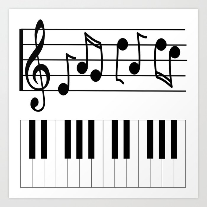 Music Notes With Piano Keyboard Art Print By Quotelifeshop Society6