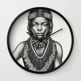 Tribal Girl withGold Foil Jewellery Wall Clock
