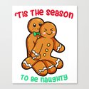 Naughty Gingerbread Couple Christmas Present funny Leinwanddruck