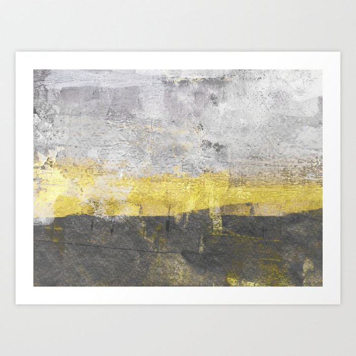 Yellow and Grey Abstract Painting - Horizontal Art Print by mininst |  Society6