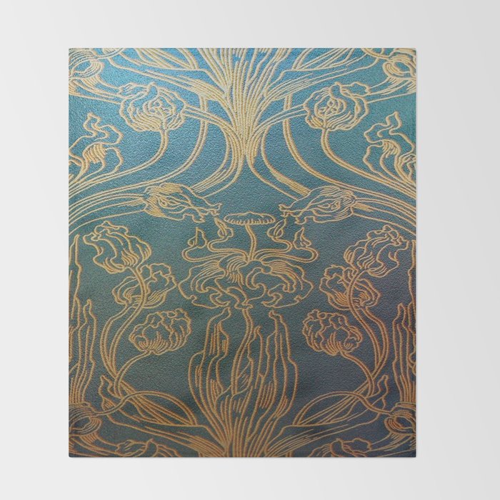 teal and gold throw