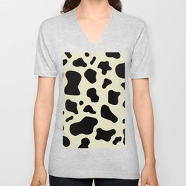 Black & off White cow print pattern, mooo Unisex V-Neck