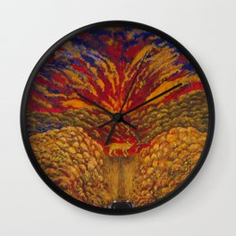 1936 American Masterpiece 'Coyote on the Road' by Cora Easton Wall Clock