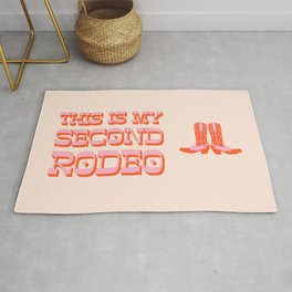 This is My Second Rodeo (pink and orange old west letters) Rug