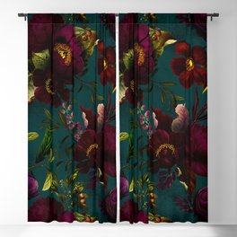 Before Midnight Vintage Flowers Garden Blackout Curtain | Floral, Roses, Watercolor, Painting, Cottagecore, Retro, Night, Garden, Rose, Antique 