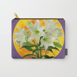 EASTER LILIES ON LILAC GOLDEN MOON ABSTRACT Carry-All Pouch