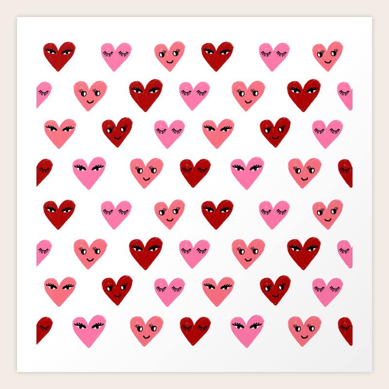 Heart Love Valentines Day Gifts Hearts With Faces Cute Valentine Red And Pink Art Print By Charlottewinter Society6