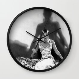 Fierce Josephine Baker Folies Bergère, Paris African American black & white photograph on Tiger Rug Wall Clock