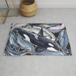 Dolphin, orca, beluga, narwhal & cie Rug