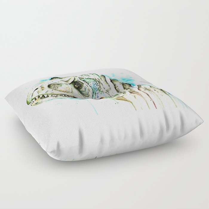 T Rex Tom The T Rex Colorful Watercolor Painting Floor Pillow By