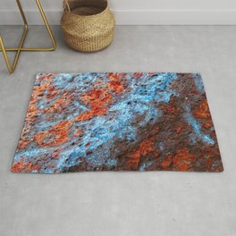 Sky Blue and Rusty Red  Rug | Passion, Romance, Abstractart, Naturalaesthetic, Metallicart, Artpatterns, Texturedart, Rosecolored, Lilac, Rustyred 