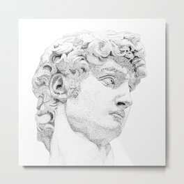 Profile of David statue by Miguel Angel Metal Print | Graphicdesign, Negro, Dotsart, Face, Renaissance, Statue, Black, Blanco, White, Puntos 