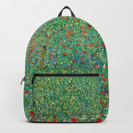 Poppy Field Gustav Klimt Backpack | Fieldofpoppies, Veteransday, Memorialday, Remembranceday, Redflowers, Landscape, Nature, Poppyfield, Memorial, Green 