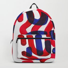 Mid Century Modern Abstract Colorful Unique Alien Pattern Shapes Burgundy Blue Alien Symbols Backpack