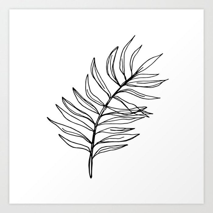 Continuous Line Botanical Drawing Palm Leaf Art Print By Meganheloise Society6
